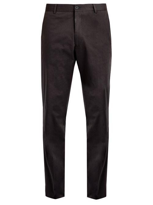 Matchesfashion.com Kilgour - Slim Fit Cotton Blend Chino Trousers - Mens - Black