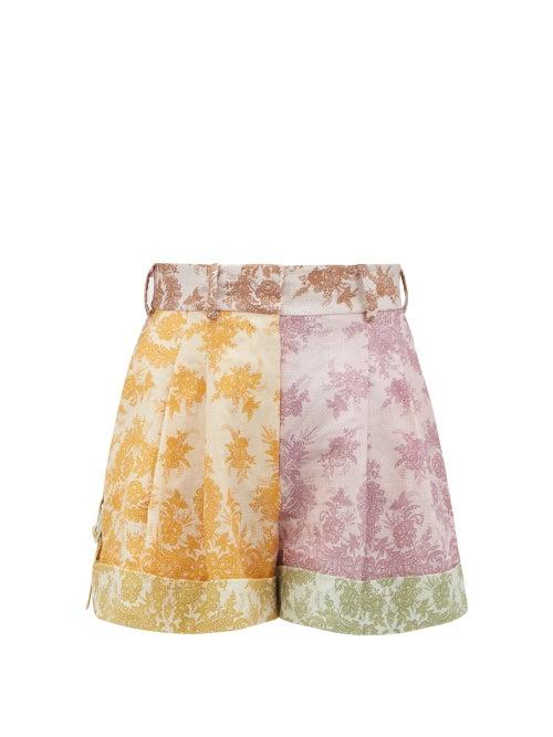 Zimmermann - Dancer Patchwork-print Twill Shorts - Womens - Multi