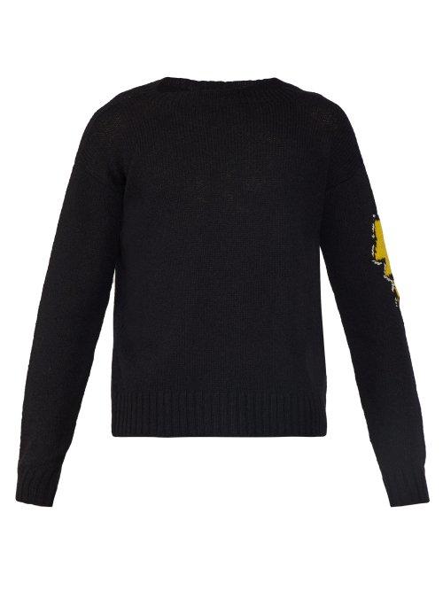Matchesfashion.com Prada - Lightning Bolt Intarsia Sweater - Mens - Black