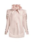 Hillier Bartley Pinstripe Exaggerated Ruffle-collar Silk Shirt