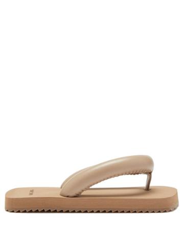 Yume Yume - Suki Faux-leather Flip Flops - Womens - Dark Beige