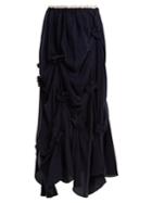 Jw Anderson Florette-embellished Ruched Silk-crepe Skirt