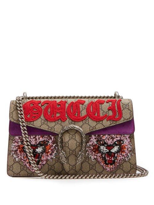 Matchesfashion.com Gucci - Dionysus Gg Supreme Embellished Shoulder Bag - Womens - Red Multi