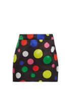 Matchesfashion.com Elzinga - Polka-dot Satin Mini Skirt - Womens - Black Multi