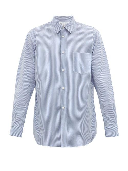 Matchesfashion.com Comme Des Garons Shirt - Forever Striped Cotton Poplin Shirt - Mens - Blue Multi