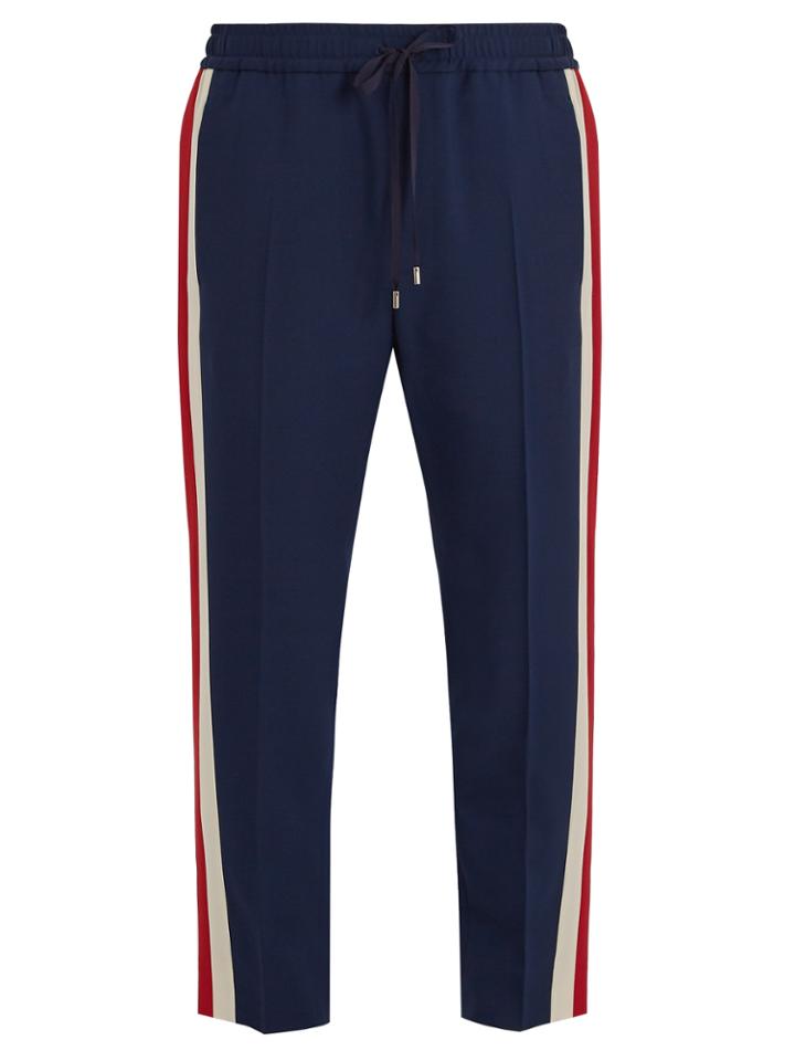 Gucci Side-stripe Wool And Mohair-blend Trousers