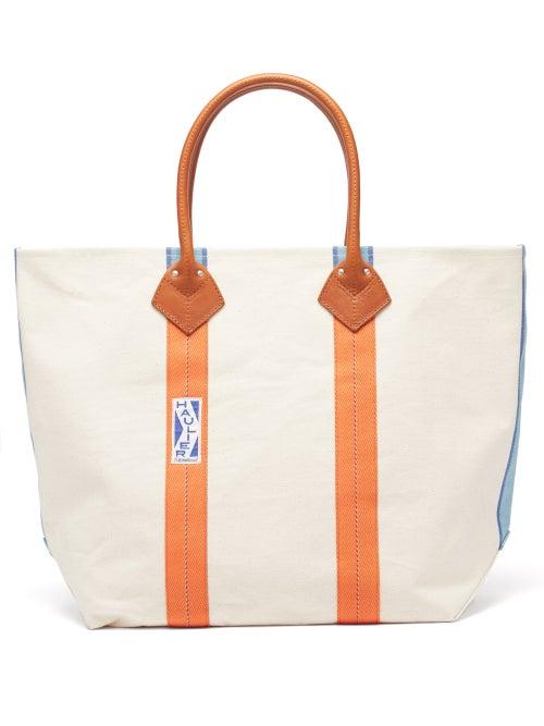 Haulier - Utility Large Striped Canvas Tote Bag - Mens - Cream