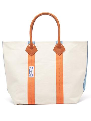 Haulier - Utility Large Striped Canvas Tote Bag - Mens - Cream