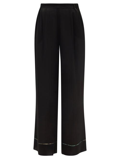 Carine Gilson - Wide-leg Silk-mousseline Pyjama Trousers - Womens - Black