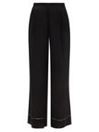 Carine Gilson - Wide-leg Silk-mousseline Pyjama Trousers - Womens - Black