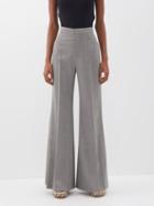 Chlo - High-rise Wool Flared Tailored Trousers - Womens - Grey