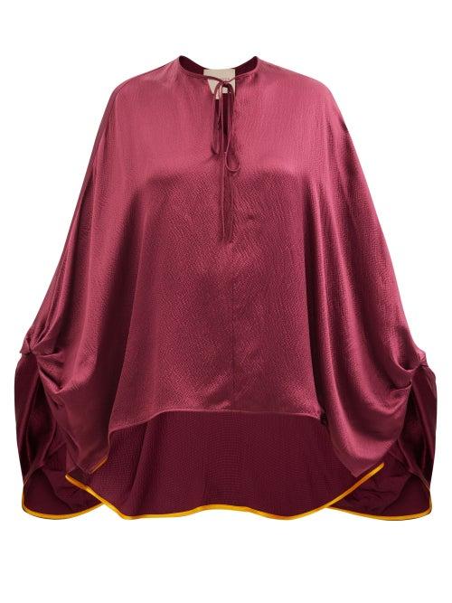 Roksanda - Nomia Balloon-sleeve Silk-satin Blouse - Womens - Burgundy