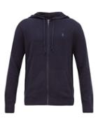 Matchesfashion.com Polo Ralph Lauren - Logo Embroidered Zip Through Hooded Sweatshirt - Mens - Navy