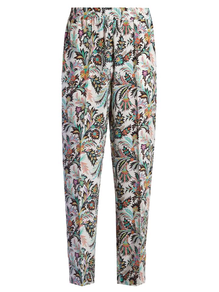 Etro Floral-print Straight-leg Trousers