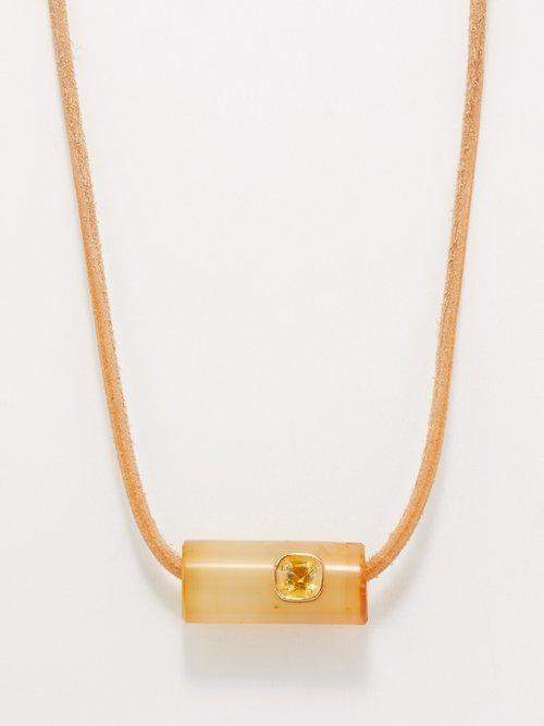 Dezso - Agate, Citrine & 18kt Rose Gold Necklace - Womens - White Multi