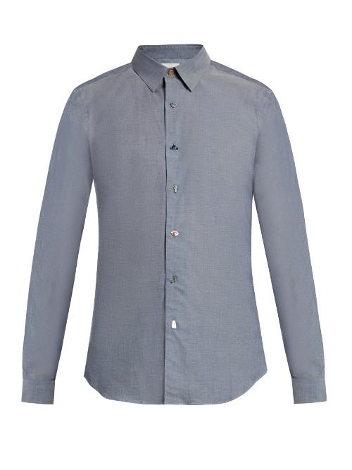 Paul Smith Charm-button Point-collar Cotton-chambray Shirt