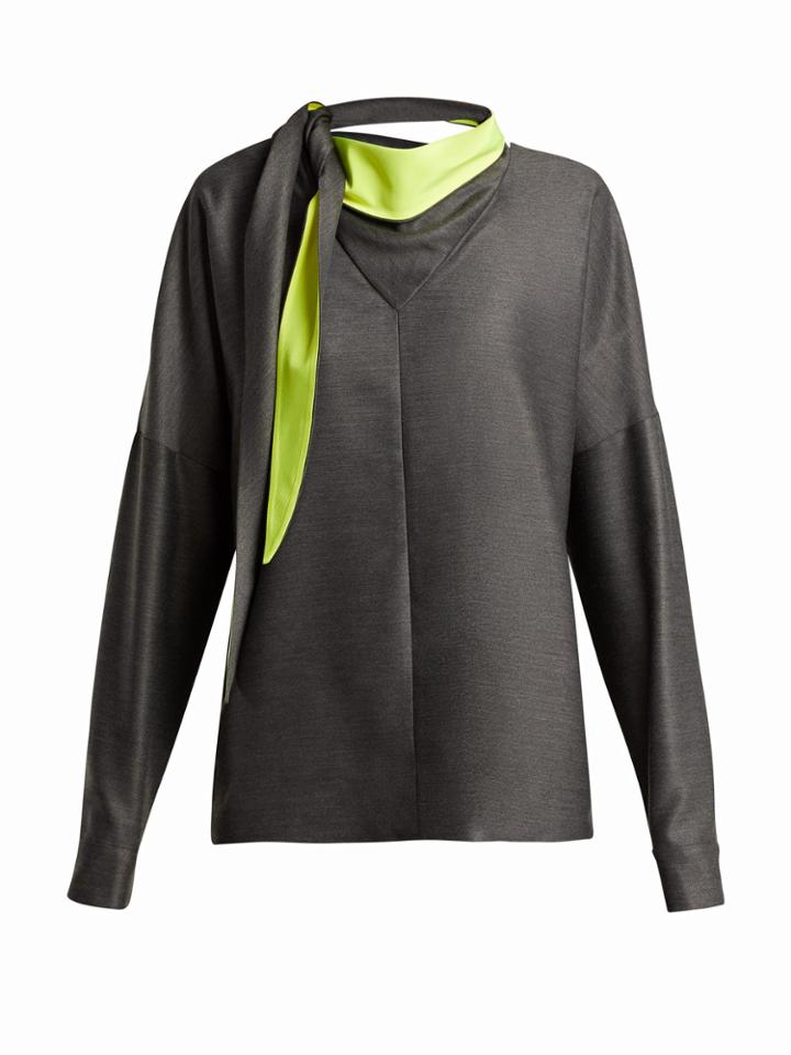 Tibi Tie-neck Bandana Jersey Top