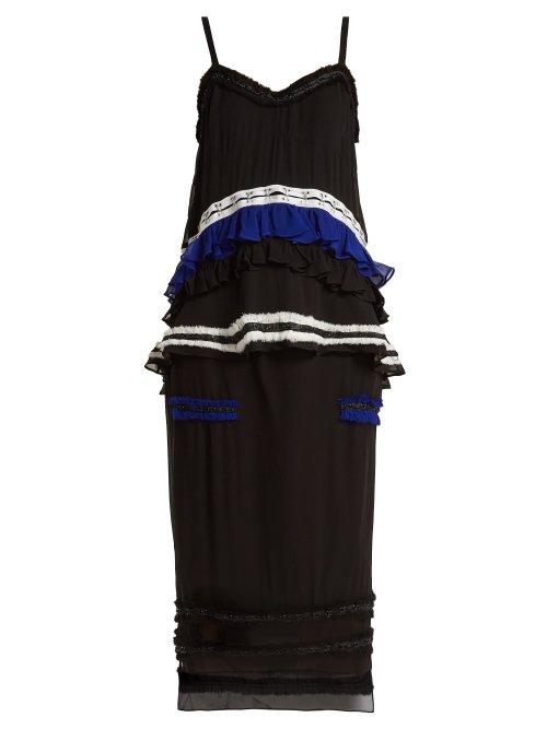 Matchesfashion.com Proenza Schouler - Ruffled Silk Two Piece Dress - Womens - Black