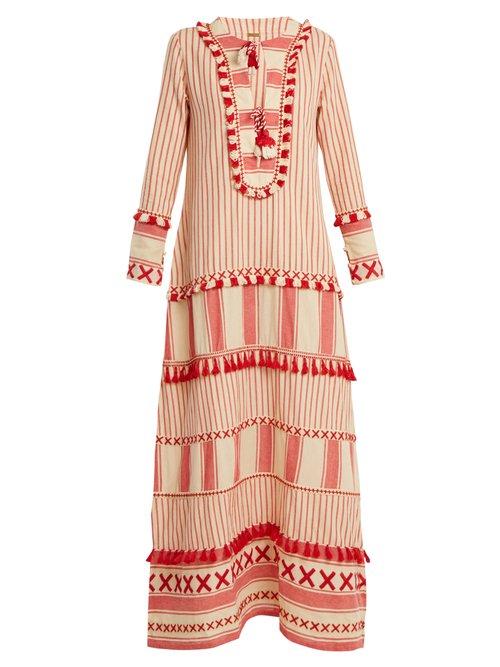 Matchesfashion.com Dodo Bar Or - Samuelle Striped Cotton Dress - Womens - Red