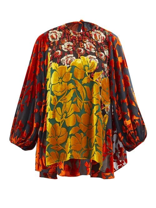 Biyan - Journee Beaded Panelled-silk Blouse - Womens - Multi
