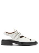 Matchesfashion.com Jil Sander - Buckled Cutout Leather Slingback Shoes - Womens - White