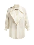 Matchesfashion.com Alexander Mcqueen - Pleated Collar Silk Georgette Blouse - Womens - Ivory