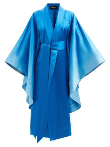 Common Hours - The Oversized Satin Cloak Dress Robe - Womens - Blue