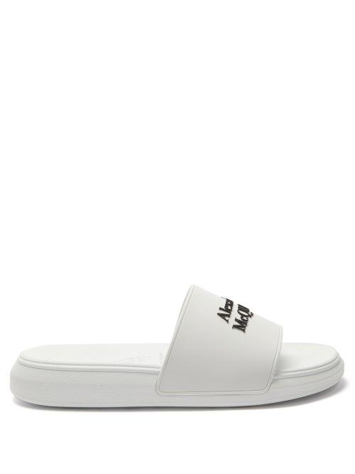 Alexander Mcqueen - 3d-logo Rubber Slides - Mens - White Black