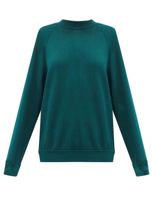 Matchesfashion.com Les Tien - High-neck Brushed-back Cotton Sweatshirt - Womens - Green