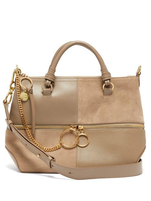 Matchesfashion.com See By Chlo - Emy Suede And Leather Tote Bag - Womens - Grey