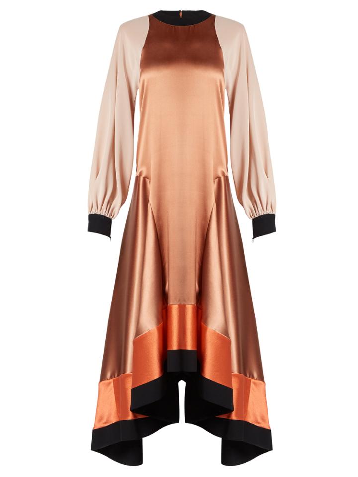 Roksanda Larmia Round-neck Butterfly-hem Satin Dress