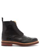 Mens Shoes Grenson - Fred Leather Brogue Boots - Mens - Black