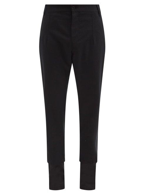 Matchesfashion.com Ann Demeulemeester - Panelled-cuff Cotton Trousers - Mens - Black