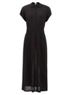 Totme - Cap-sleeve Wool And Lyocell-blend Midi Dress - Womens - Black