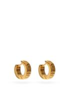 Matchesfashion.com Balenciaga - Force Logo-stripe Gold-plated Hoop Earrings - Womens - Gold