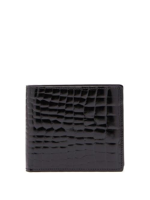 Matchesfashion.com Maison Margiela - Logo Stitch Crocodile Effect Leather Wallet - Mens - Black