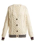 Saint Laurent V-neck Aran-knit Wool Cardigan