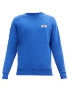 Matchesfashion.com Maison Kitsun - Fox-head Patch Cotton-jersey Sweatshirt - Mens - Blue