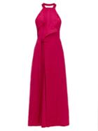 Matchesfashion.com Jacquemus - Marco Draped Halterneck Twill Midi Dress - Womens - Pink