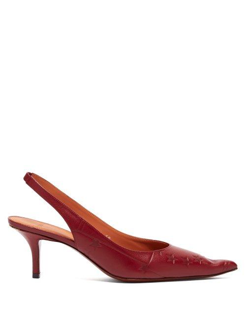 Matchesfashion.com Vetements - Passport Leather Kitten Heels - Womens - Burgundy