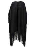 Matchesfashion.com Taller Marmo - Lee Fringed Crepe Cape - Womens - Black