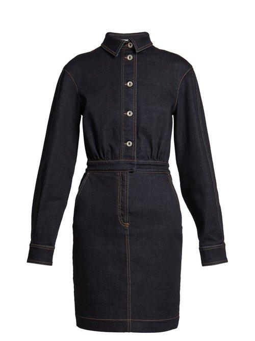 Matchesfashion.com Stella Mccartney - Annamaria Point Collar Denim Dress - Womens - Indigo