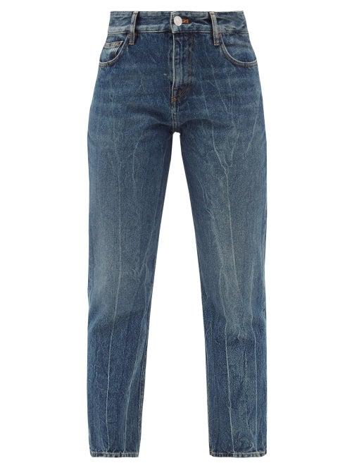Matchesfashion.com Balenciaga - Distressed Straight-leg Cropped Jeans - Womens - Denim