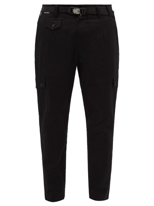 Dolce & Gabbana - Stretch-cotton Tapered-leg Trousers - Mens - Black