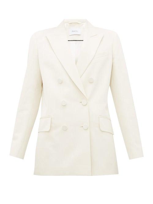 Matchesfashion.com Racil - Audrey Double Breasted Grosgrain Jacket - Womens - Ivory