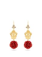 Dolce & Gabbana Crown And Rose Drop Earrings