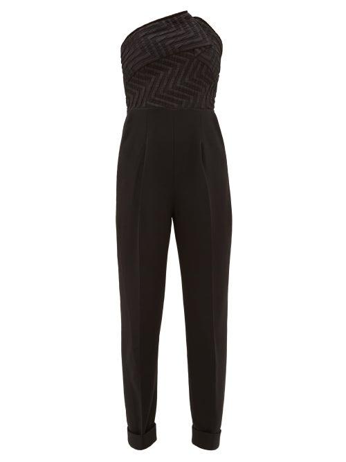 Matchesfashion.com Roland Mouret - Haye Chevron-bodice Crepe Jumpsuit - Womens - Black