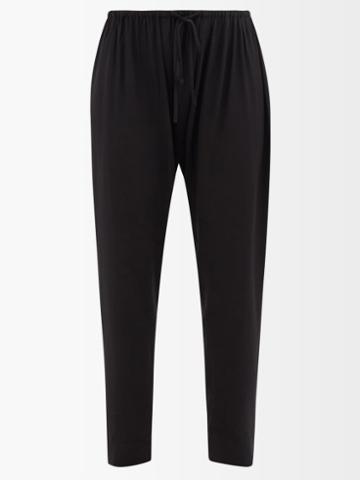 Fil De Vie - Marrakech Gathered Silk-crepe Trousers - Womens - Black