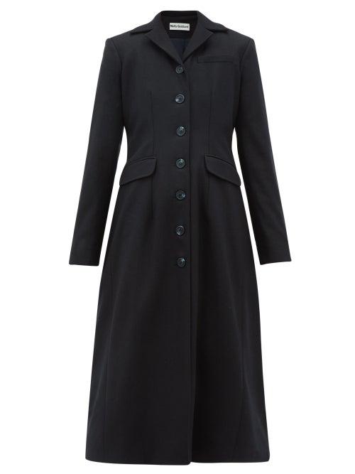 Matchesfashion.com Molly Goddard - Karolina Gathered Back Wool Blend Coat - Womens - Navy
