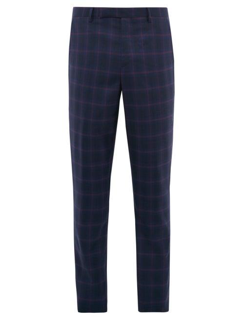 Matchesfashion.com Paul Smith - Soho Fit Windowpane Checked Wool Trousers - Mens - Navy Multi